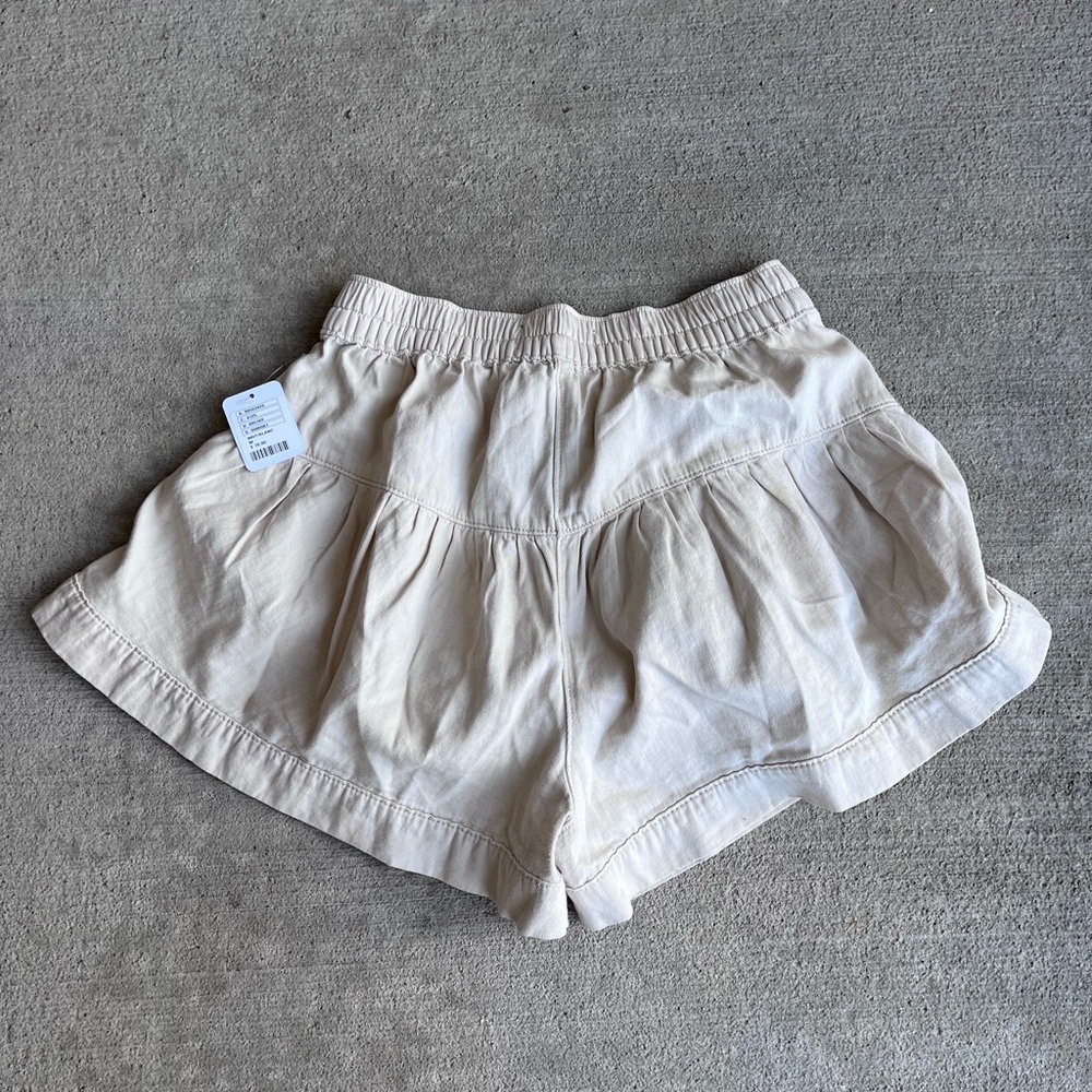 Free people we the free fleur high rise flouncy cotton denim shorts cream NWT - Picture 3 of 8